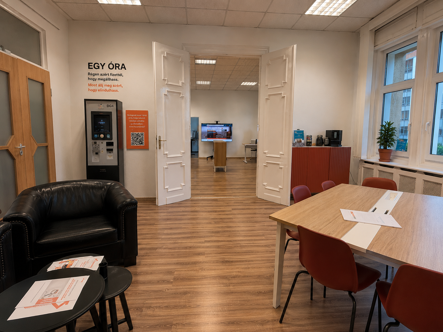 Az EGY ÓRA installáció látványterve a Malomudvar irodában